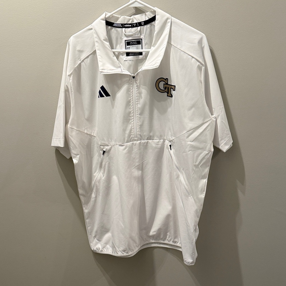 Adidas White Men's White Dri fit Georgia Tech short sleeve pullover